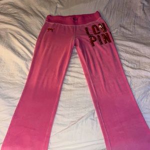 RARE!! Victorias secret pink velour track pants
